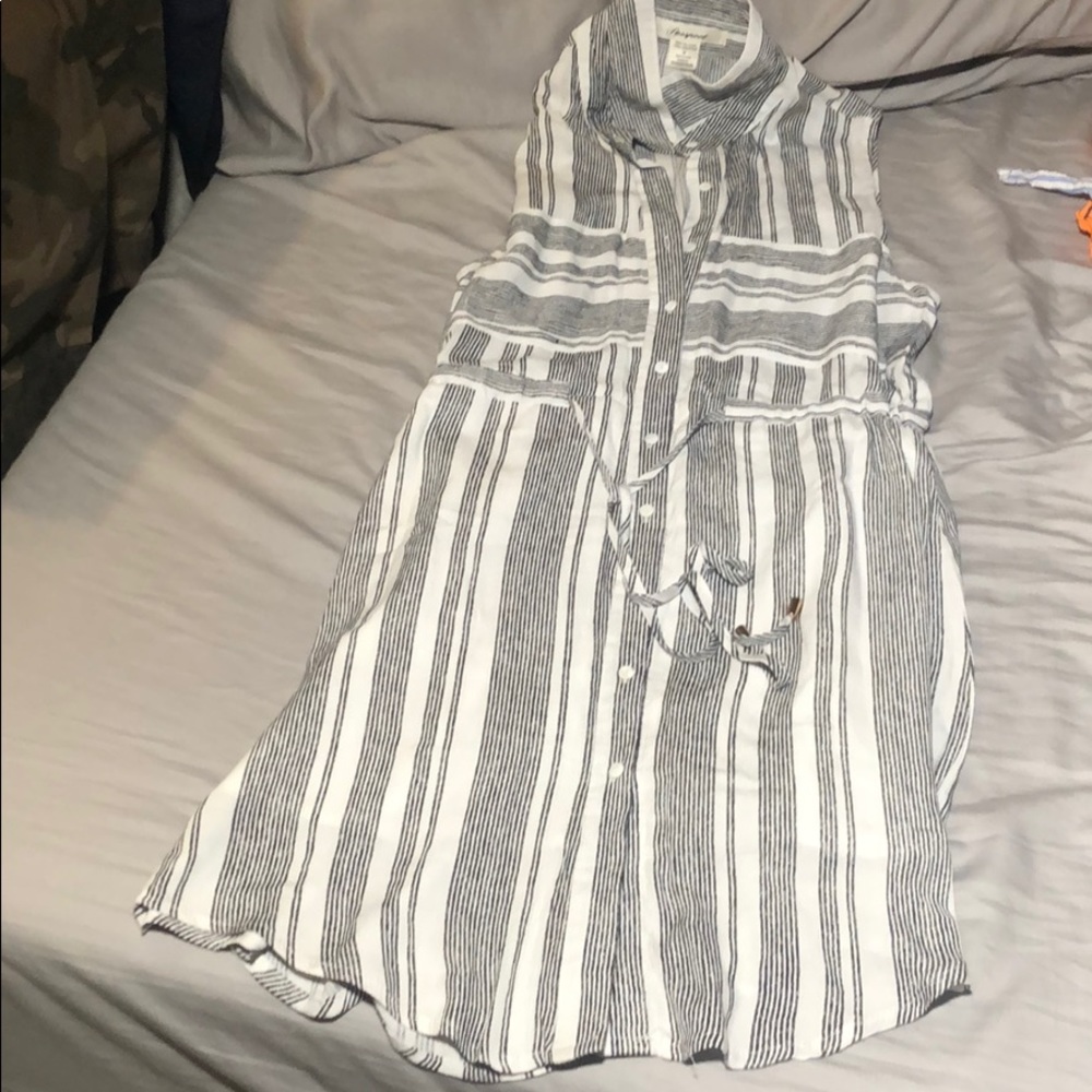 Black and white striped dress